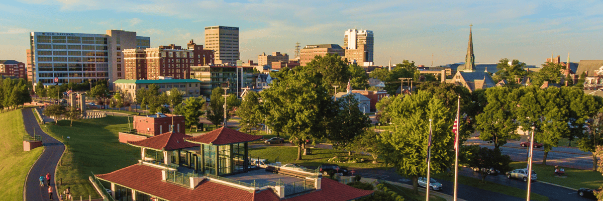 skyline view of Evansville, Indiana