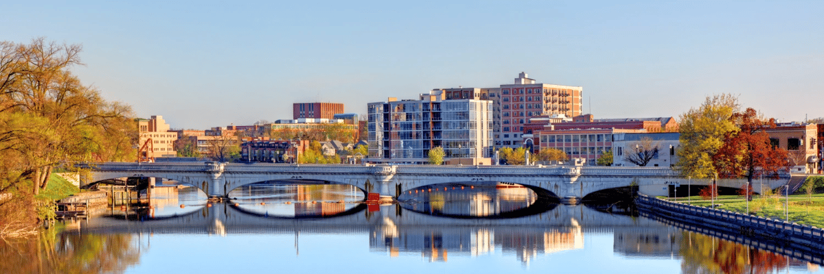 A bridge in South Bend, Indiana crossing St. Joseph River