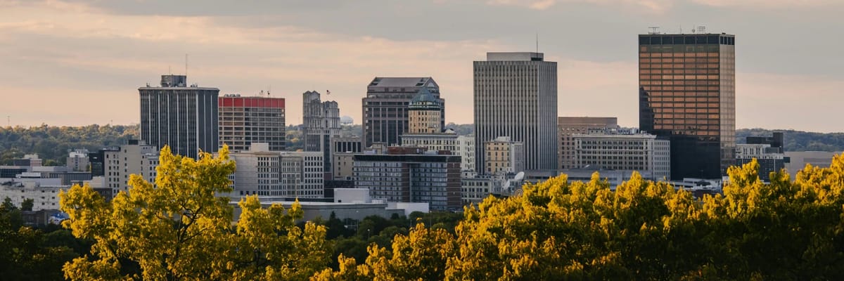 dayton ohio skyline at sunset