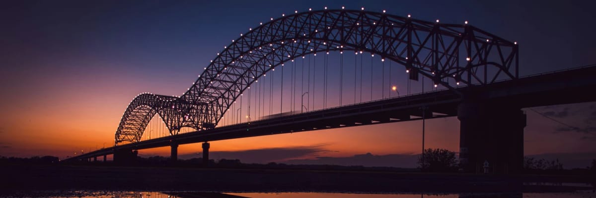A bridge in Memphis, TN at sunset.