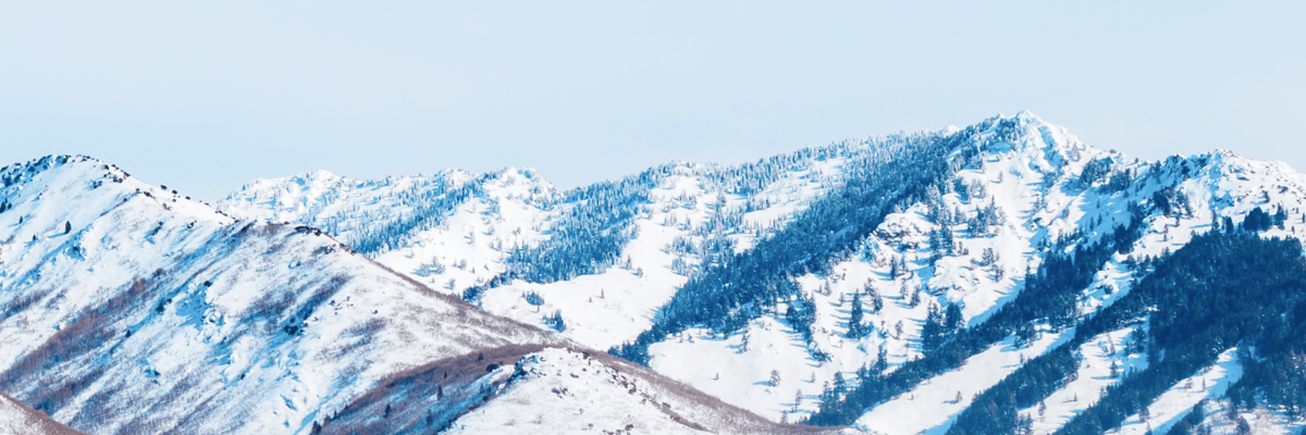 The snowy Wasatch Mountains in Ogden, Utah.