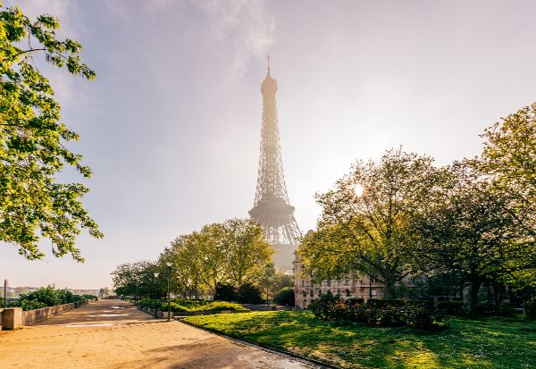 Paris skyline at sunset