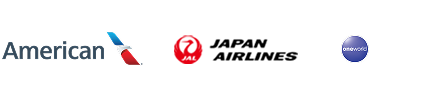 American and JAL logos.