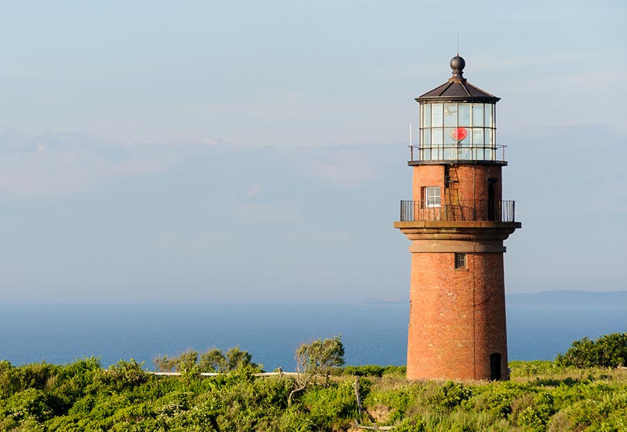 Gay Head Lighthouse overlooking the Atlantic Ocean on Martha's Vineyard, Massachusetts.