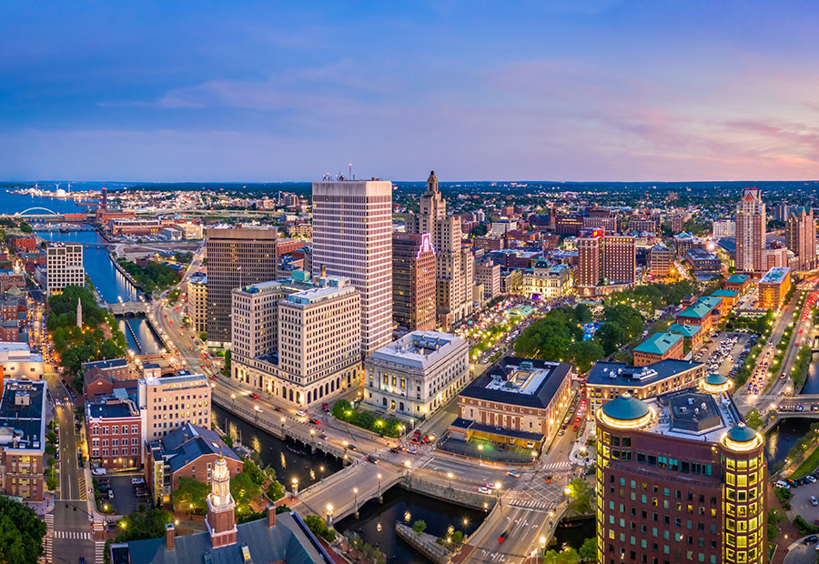 Downtown Providence skyline along the Providence River.