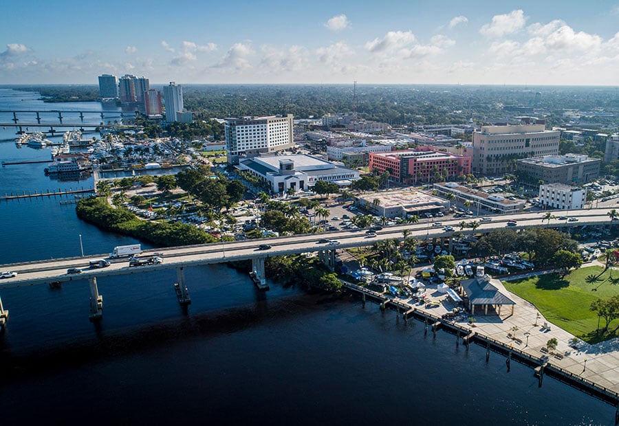 Downtown Fort Myers along the Caloosahatchee River.