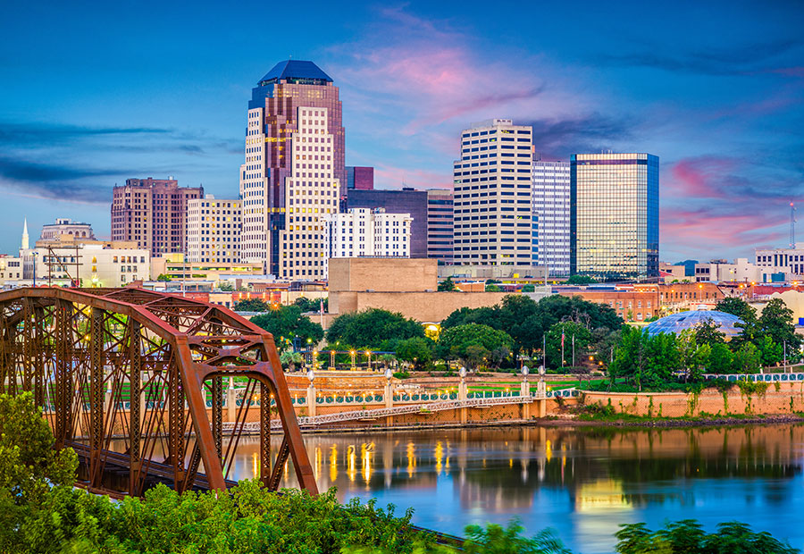 Downtown Shreveport skyline along the Red River.
