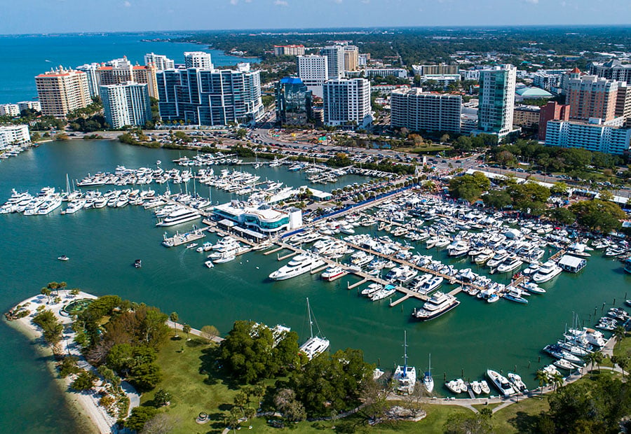 Sarasota marina and downtown waterfront.