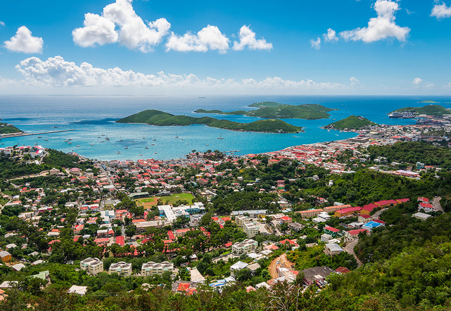 Charlotte Amalie harbor and surrounding islands.