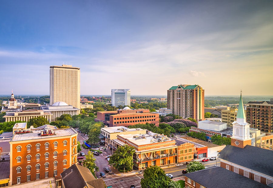 Florida State Capitol and downtown Tallahassee.