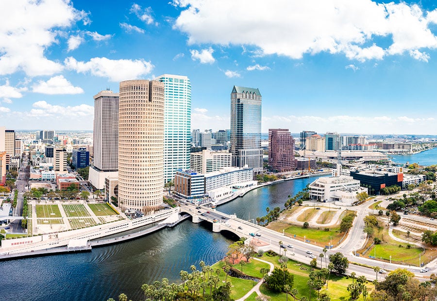 Downtown Tampa skyline along the Hillsborough River.