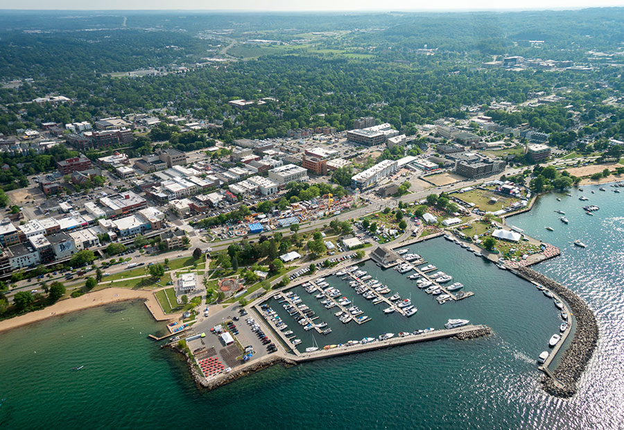 Traverse City marina along Grand Traverse Bay.