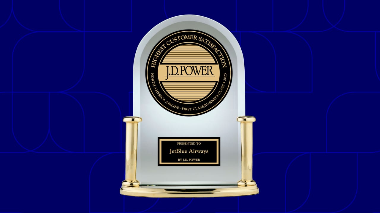 J.D. Power 2025 awarded to JetBlue for #1 in customer satisfaction among first/business class airlines in North America.