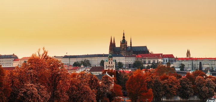 Exterior view of St. Vitus Cathedral at Prague Castle.