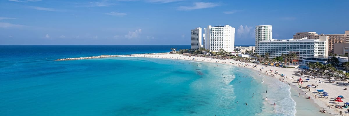 scenic view of the beach at a Cancun resort in Mexico