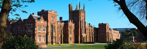 Lanyon Building of Queen's University Belfast in Northern Ireland on a sunny day