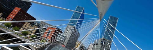 The Zubizuri Bridge in Bilbao, Spain.