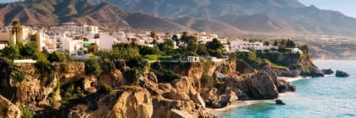 Cliffs on the coast of Nerja, located on the Costa del Sol in Andalusia, Spain