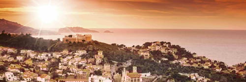 View of the city of Marseille in the sunset