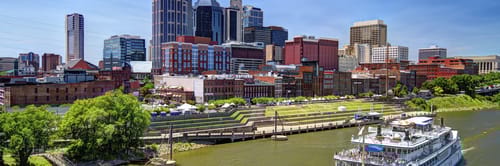 Nashville, Tennessee skyline along the Cumberland River