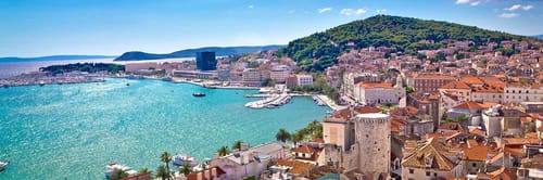 Panoramic view of Split, Croatia, a city located on the coast of the Adriatic Sea