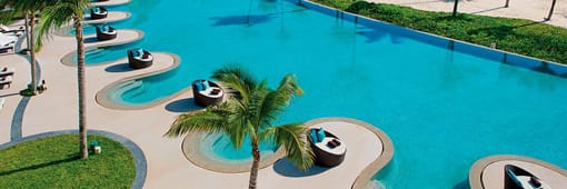 Aerial pool view at Secrets Akumal adults-only all-inclusive resort