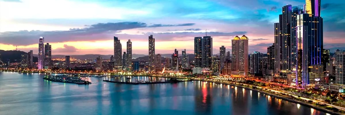 Panama City skyline at sunset