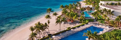 Aerial view of resort, pools, and ocean at Dreams Tulum Resort & Spa