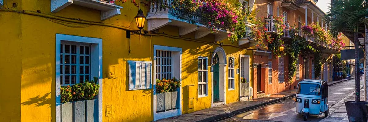 Colorful Buildings in Old Town of Cartagena