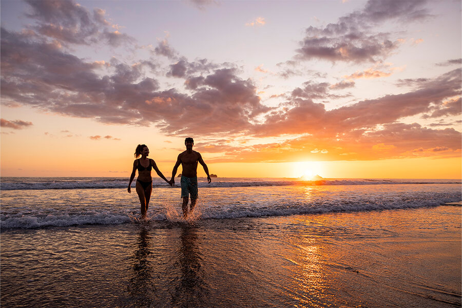 couple walking along the seashore