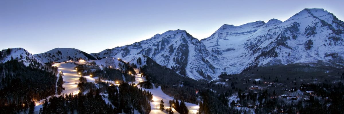 Snowy mountains at a ski resort near Provo, Utah