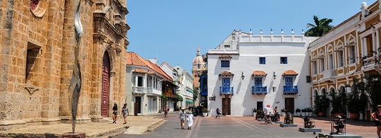 Plaza San Pedro Claver colonial square in Cartagena historic center