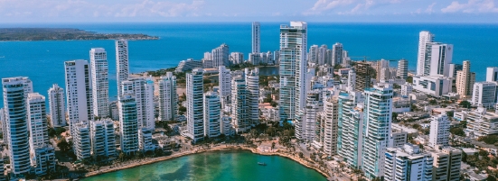 Bahía y plata de Bocagrande en Cartagena, Colombia