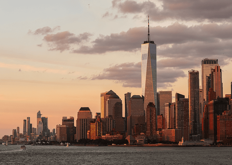 New York City. New York City’s skyline at sunset.