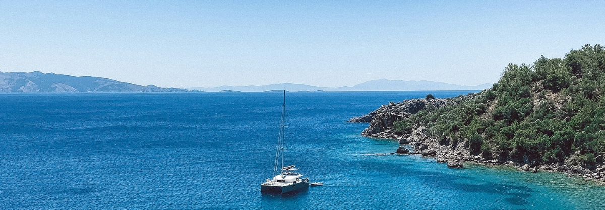 Skier descending snowy mountain