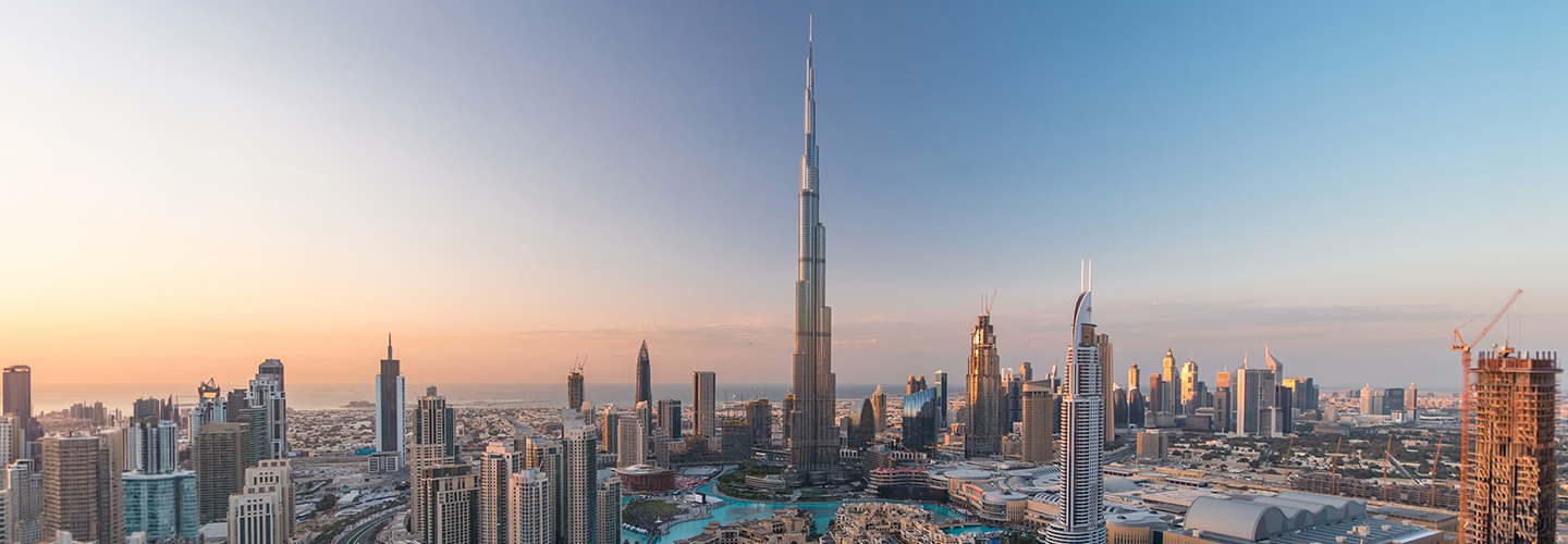 Skier descending snowy mountain