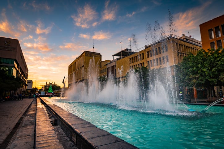 A fountain in Paseo Degollado, in Guadalajara’s city center.
