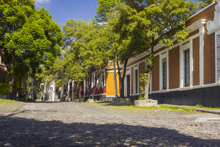 Colorful streets of San Angel, Mexico City.