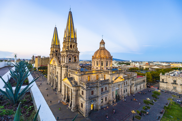 Aerial view of Guadalajara’s Cathedral in the Historic Center.