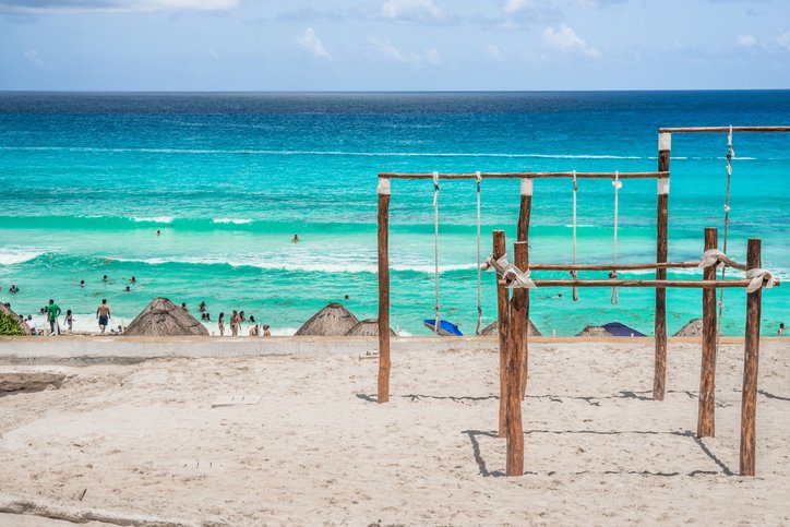 Beach hammocks at Playa Delfines.
