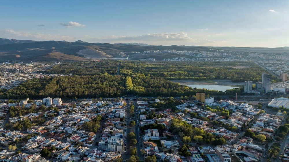 Vista aérea del parque urbano Tangamanga, en San Luis Potosí.