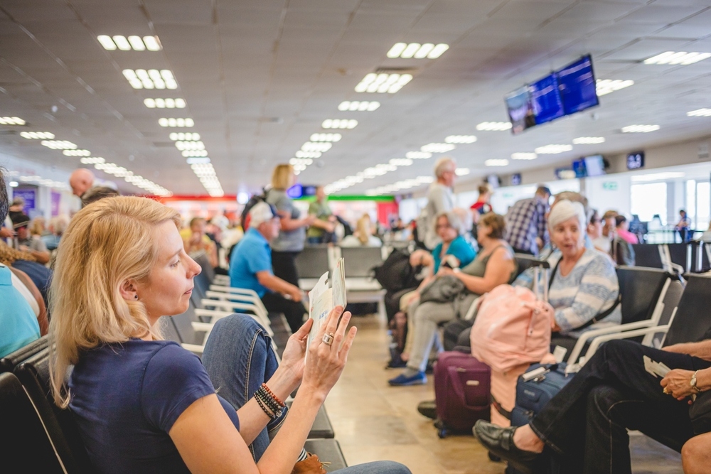 Aeropuerto de Cozumel lleno de gente