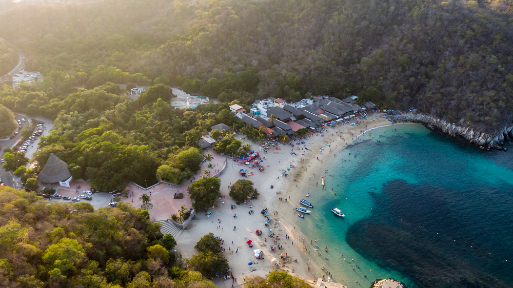Aerial view of Playa La Espera in Huatulco.