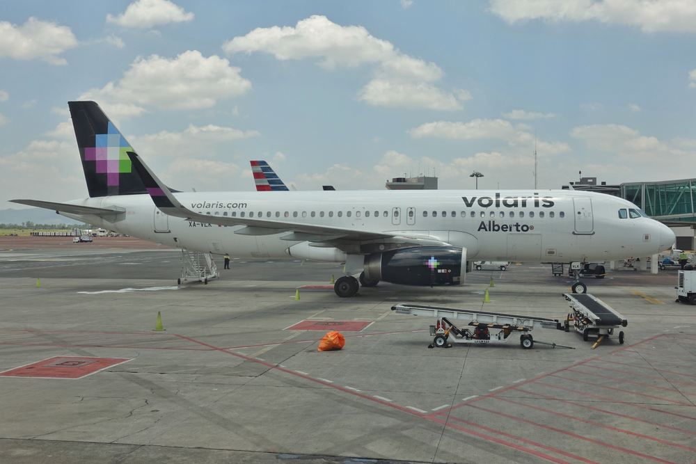 Volaris airbus “Alberto” at the airport platform.