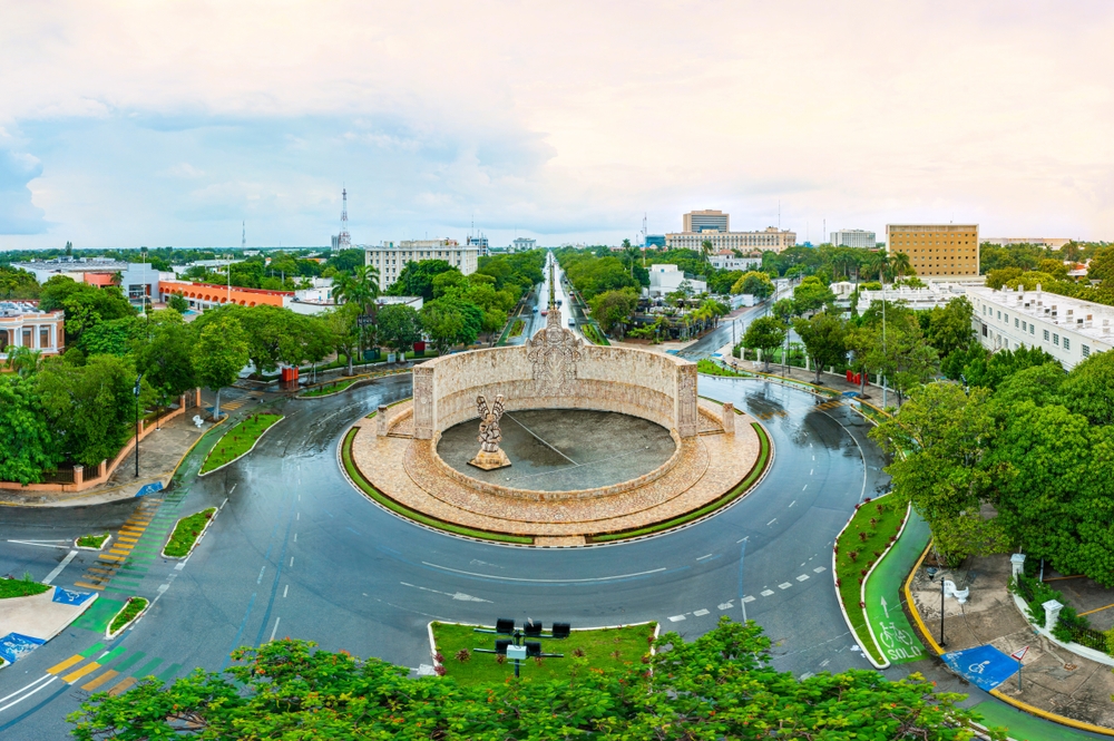 Aerial view of Monumento a la Patria in Merida.