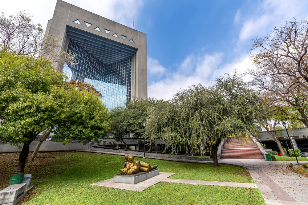 Aerial view of Fundidora Industrial Park with old industrial buildings.