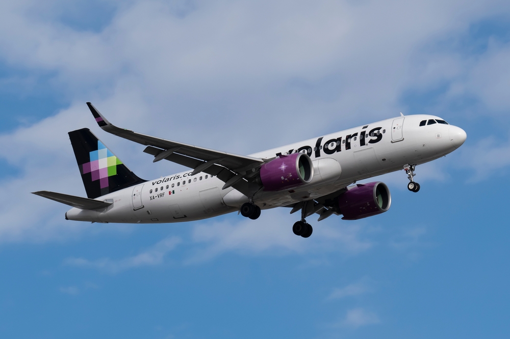 Volaris airplane in mid-flight