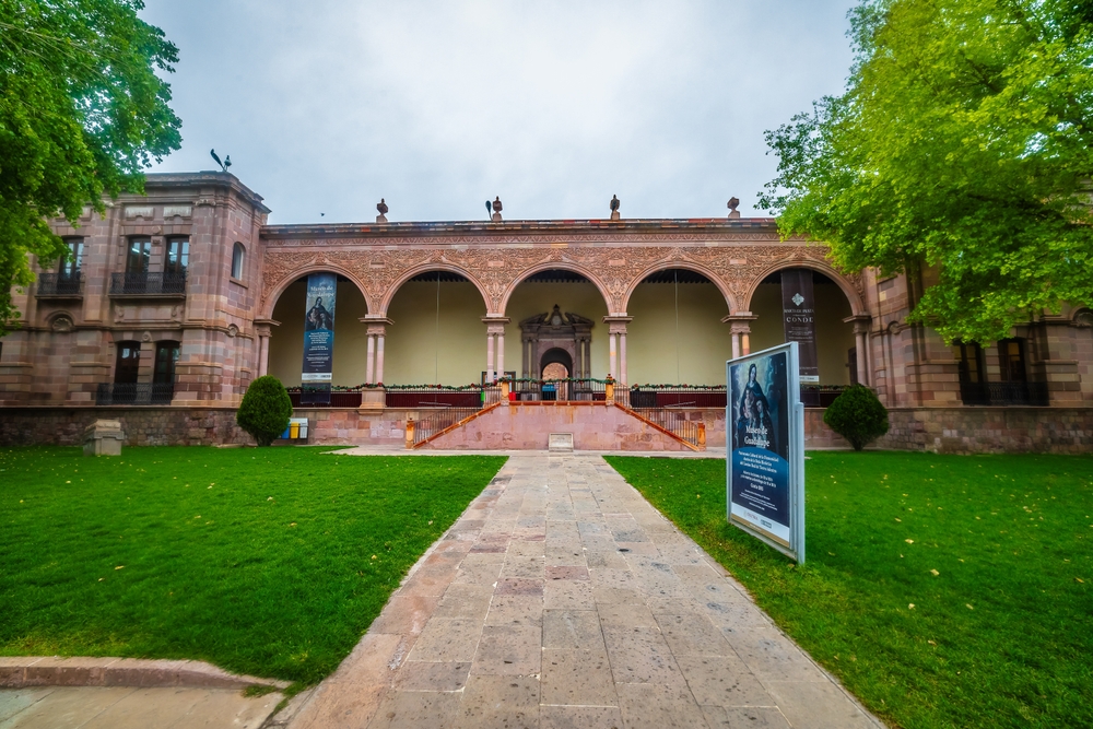 Front entrance of Guadalupe Museum on a cloudy day.