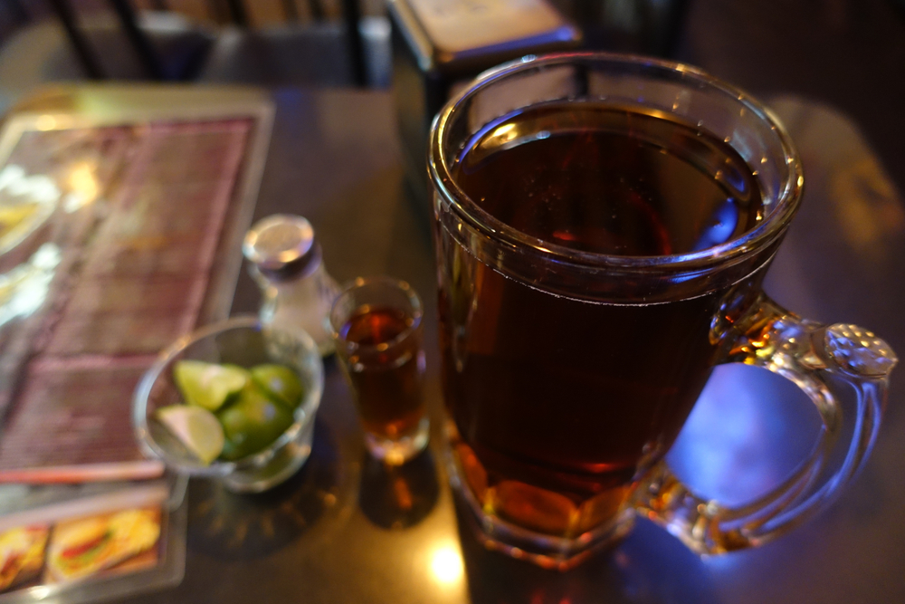A traditional drink in Zacatecas with beer, ron, salt and lime.