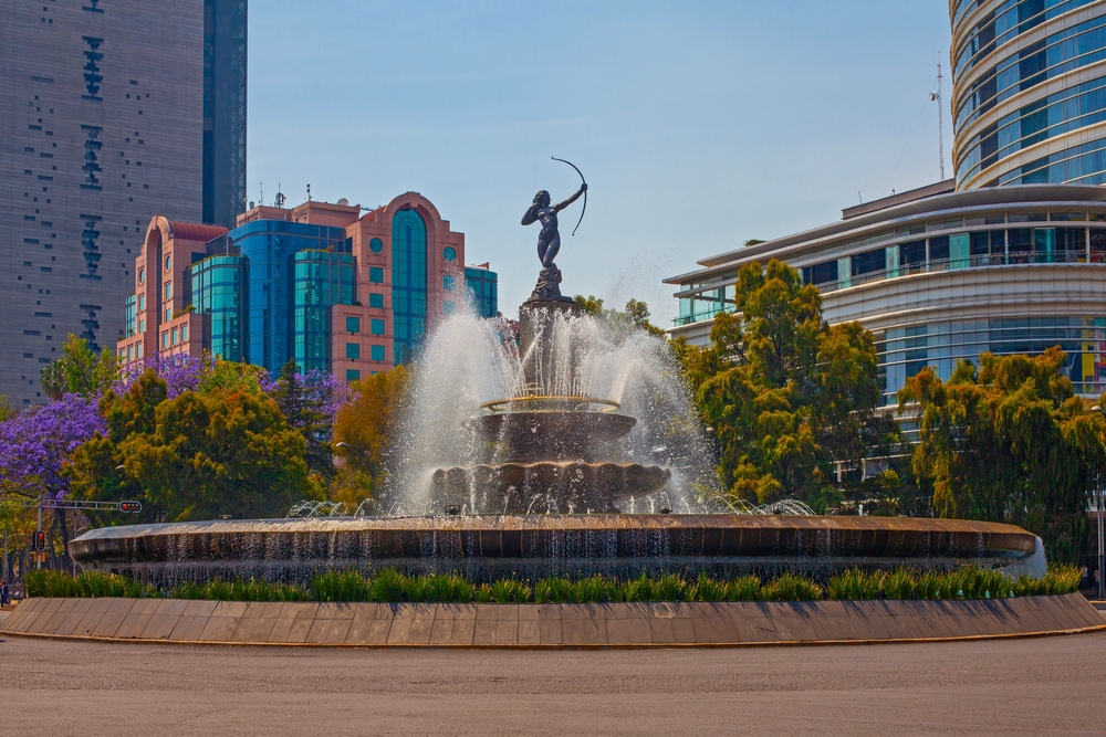 The Diana the Huntress Fountain, located on Paseo de la Reforma, is one of the city's iconic landmarks.